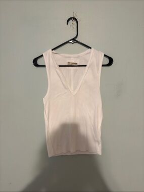We The Free White Ribbed V-Neck Tank